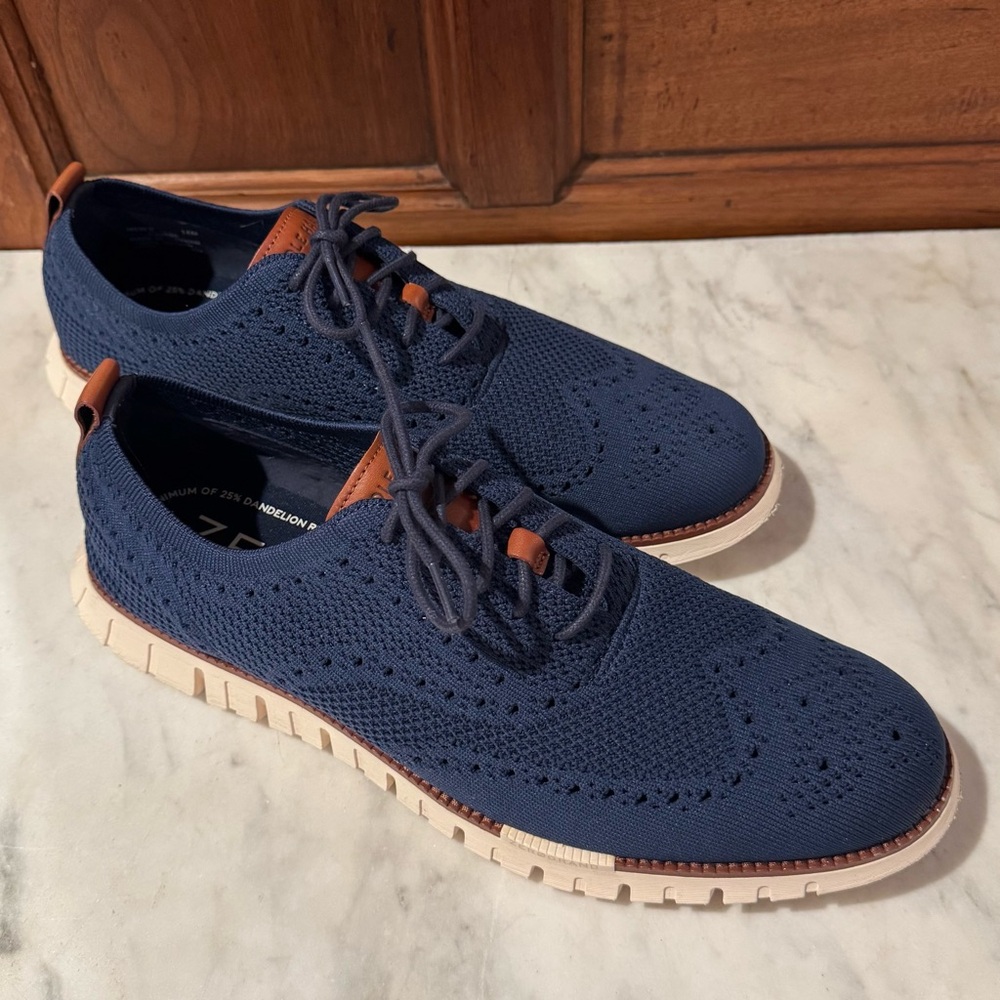 Cole Haan Marine Blue/Ivory Wingtip Oxford Derbys